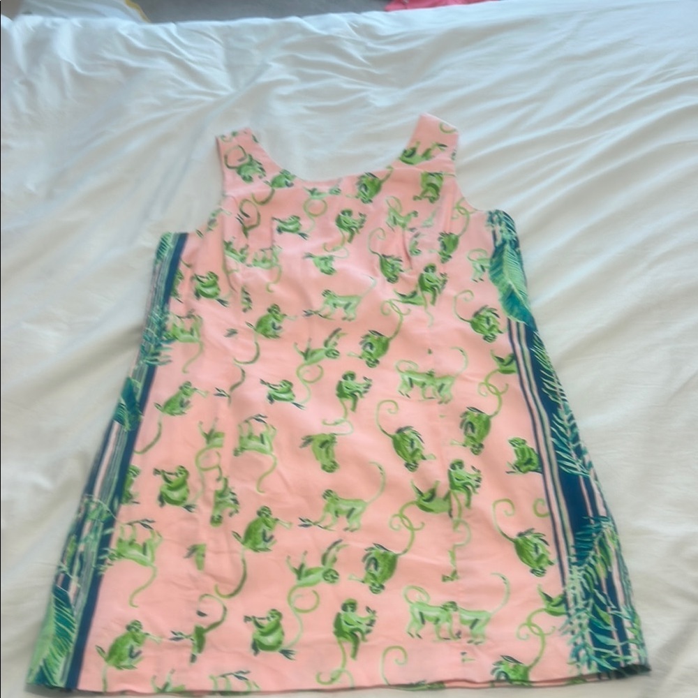 Lilly Pulitzer Pink and Green Monkey Print Dress mila shift worn once